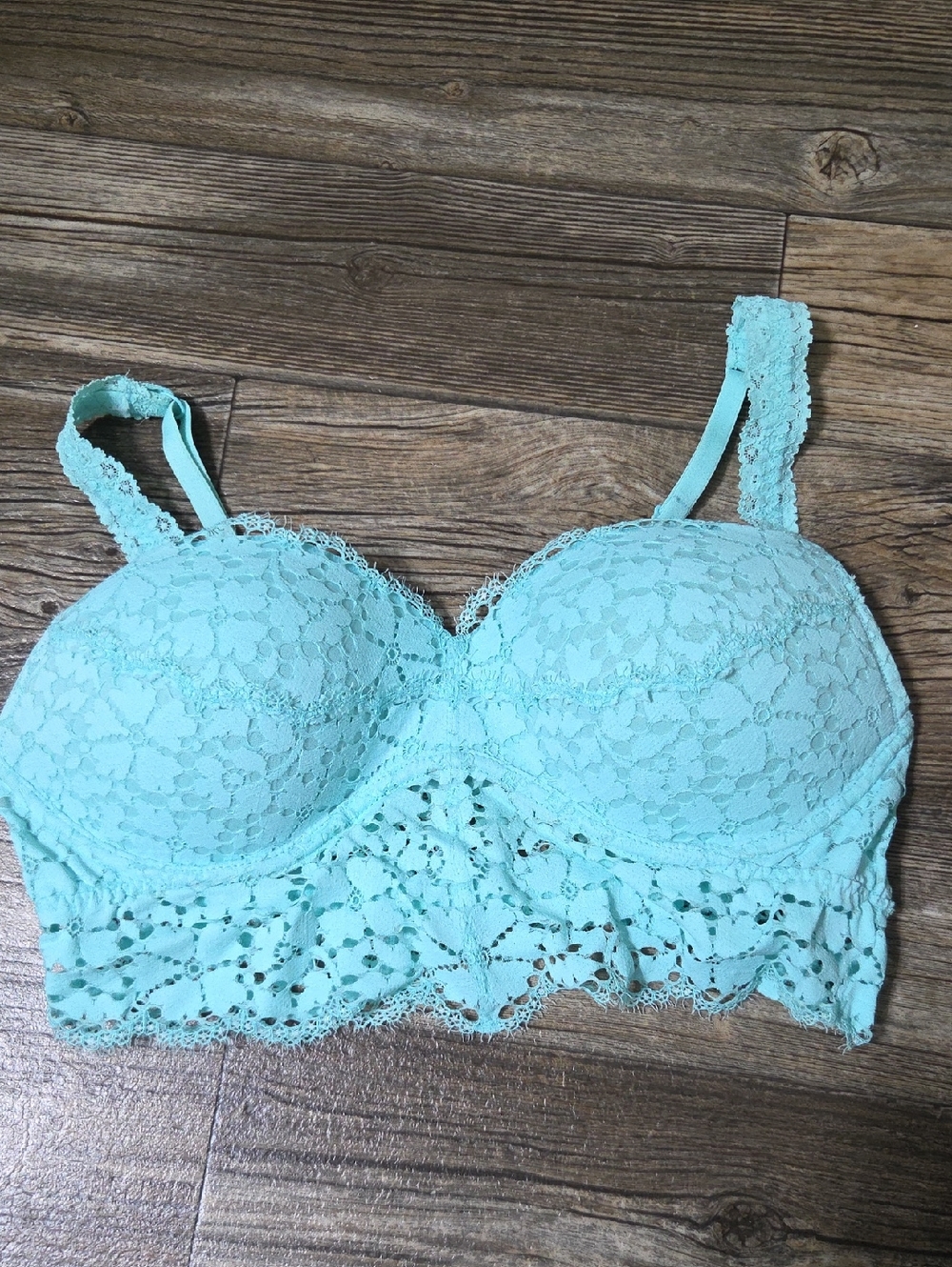 PINK Victoria's Secret Aqua Lace Longline Bralette